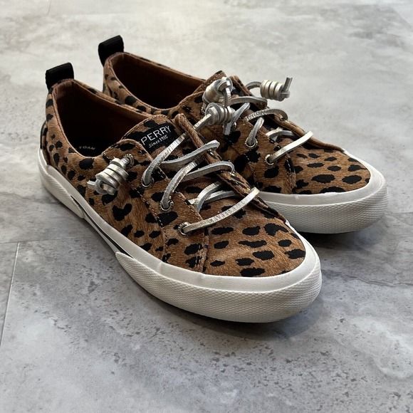 Sperry Womens Pier‎ Wave Ltt Canvas Lifestyle Slip-On Sneakers Animal Print Sz 6 - Picture 1 of 7